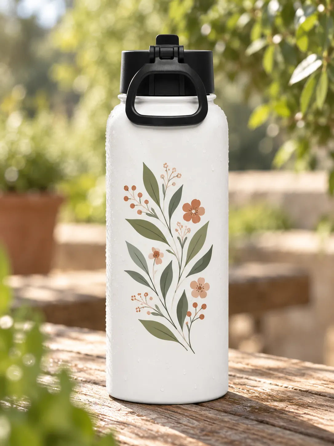 Vitrelic Stainless steel water bottle with a straw lid