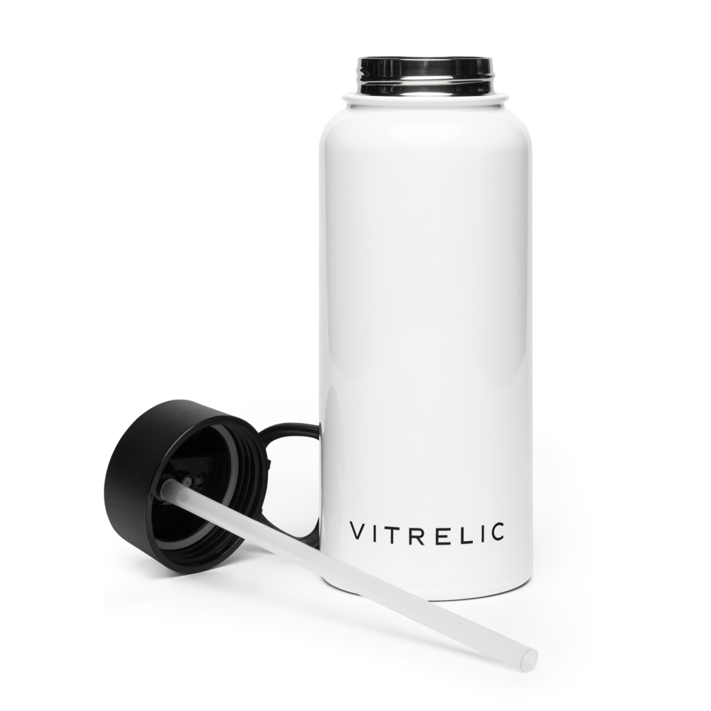 Vitrelic Stainless steel water bottle with a straw lid
